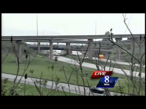 tanker - A tanker overturned and caught fire on the ramp from I-81 northbound to Route 22/322 westbound about 6 a.m. Thursday.