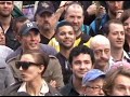 join the impact protest of prop 8 rally in nyc. gay men's chorus performs. speakers included congressman anthony weiner and former miss america kate shindle and heather matarazzo, among others.