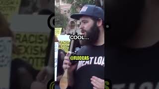 Ben Shapiro protester contradicts himself in 10 seconds. Fastest interview ever.