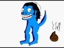 Freaky Blue Creature Takes A Crap