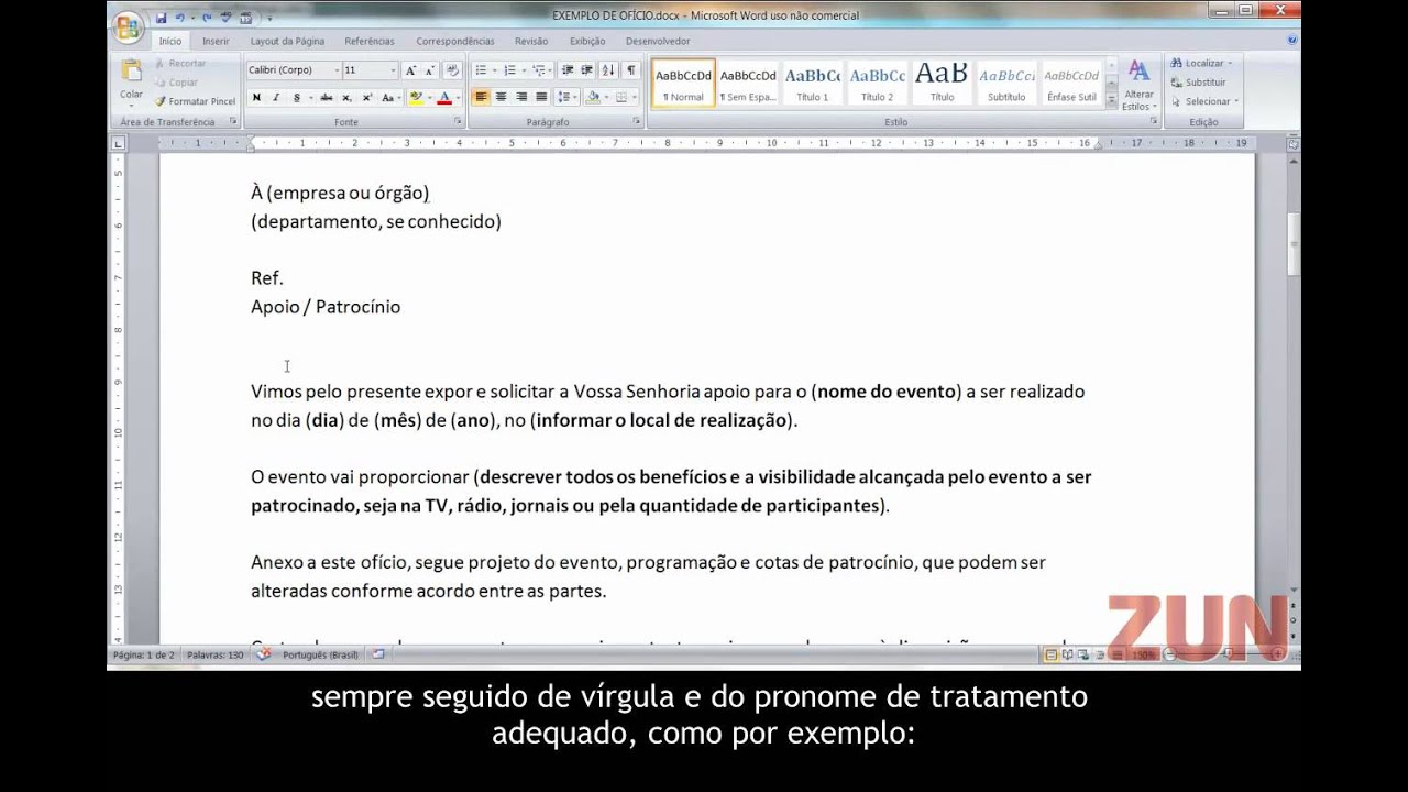 MODELO DE OFÍCIO DE SOLICITAÇÃO