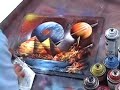 speedy spray painting art demo by a visiting artist from Mexico who visited Art Heart in Toronto