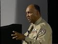 j. holmes armstead, jr. portrays benjamin o. davis, jr. during chautauqua 2005 on the germantown campus of montgomery college.

when united states air force lieutenant general benjamin o. davis, jr. retired from active military service in 1970, he could reflect on a remarkable career since taking the oath as a cadet on the plain at west point in 1932. he was the first african-american to graduate from west point in the twentieth century; he was the first african-american to serve as a general's aide de camp in the army; he was the first african-american to command fighter planes in a combat unit; and he was the first african-american to be an air force general officer. 

in fact, davis could claim so many firsts that one might relate his life as a litany of numbers, but such a list would belie the nature of the conflicts and struggles involving war and democracy during his life. benjamin o. davis, jr. was born on december 18, 1912 in washington, dc to benjamin and elnora davis. davis's father was a career soldier who enlisted in the army during the spanish-american war, became one of only two black officers in the army in 1901, and eventually rose to command an all-black cavalry brigade. 

read more about benjamin o. davis, jr. at http://www.mdhc.org/resources/chautauqua2005.pdf

chautauqua (shuh-taw-kwa) takes its name from a lake in upstate new york, beginning in 1874 as a training course for sunday school teachers. in 1878 the chautauqua movement expanded its philosophy of adult education to include an appreciation for the arts and humanities. by 1904, chautauqua took to the road as part of the lyceum movement, bringing lectures and entertainers to towns across america. by 1930, radio, movies, and automobiles had made chautau�qua largely a thing of the past. reborn as a public humanities program in 1976, today's chautauquas feature scholars who take on the persona of celebrated historical figures, educating and entertaining audiences as they bring the past to life again. families gather for our chautauqua under starry skies in a big open tent.