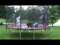 Crazy dog on Trampoline with Water Balloons