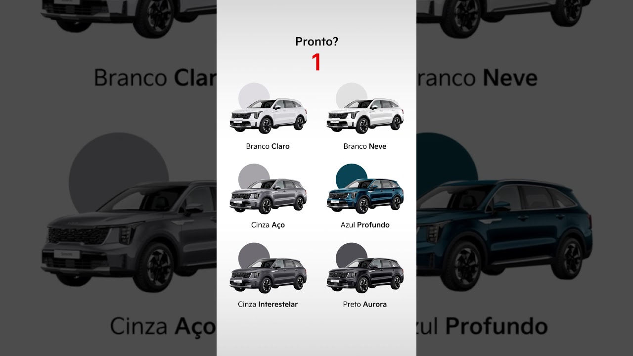 Qual cor você escolheria para o seu Kia Sorento?