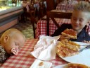 Holly asleep @ a restaurant.