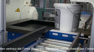 Anlage zum Palettieren von Farbkübeln