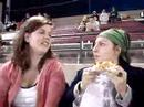 here's carrie and jen at the sky sox game. there were trying to sing, 