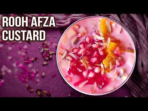 Rooh Afza Custard Recipe | How to Make Fruit Custard at home | Easy Dessert Ideas using Rooh Afza