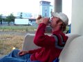 dirty white boy from texas kicking it under 405 bridge in protland drinking cammo black ice