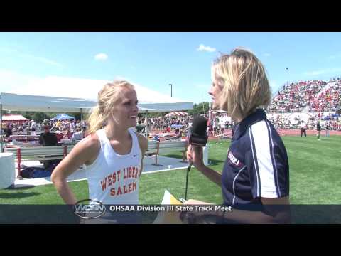 runner - Meghan Vogel (West Liberty Salem HS) had just won the mile (1600m) in 4:58 to become the State Champion for that event. Minutes later, while running the 2 mi...