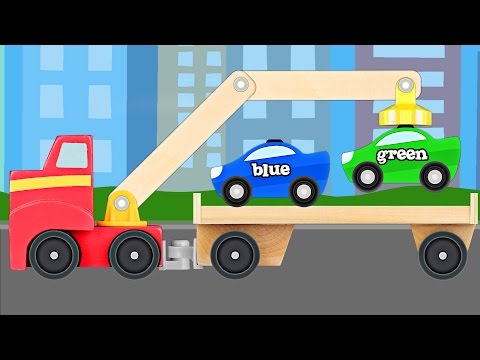 Big Rig Tow Truck Teaching Colors - Learning Colours Video for Kids & Toddlers