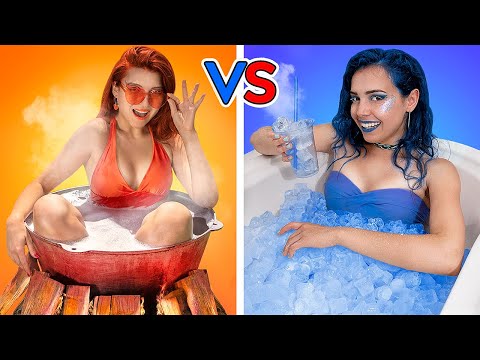 Heiß vs Kalt Challenge - Feuriges Mädchen gegen Eisigen Mädchen