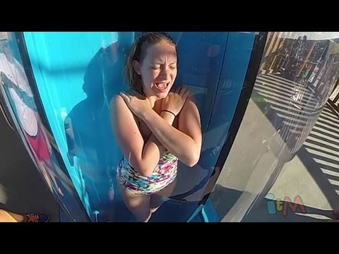 Slow motion water slide on new Ihu's Breakaway Falls with POV at SeaWorld Orlando Aquatica