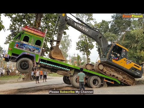 Amazing Video ! Volvo Excavator Loading In Truck and Unloading By Experience Driver - Full Video