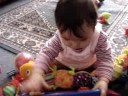 Sabrina at the parents group, she discovered a new toy!