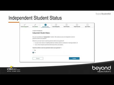 Completing the FAFSA: Independent