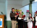 la banda de gaitas del centro asturiano de santa fe, argentina, en la apertura de los festejos por el centenario de la instituci�n de la mano del profesor pedro pangua
