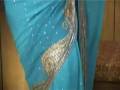 videos de Aqua Blue Faux Georgette Saree with Blouse