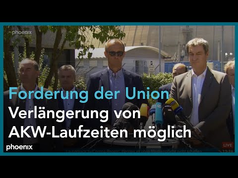 Sder und Merz besuchen AKW Isar 2 - die Union befrwortet eine Laufzeitverlngerung der Atomkraftwerke