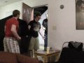 funny umbrella and cold water prank on buddies after smoke break