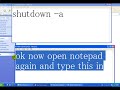 Shutdown vbscript and cancel script using notepad code in description Easy :)