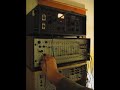 george built this klee and the modular below. here it is running in a hotel room in bellingham on the way to the pacific north west synth show at renton.  the sliders on the klee have a range set by a dial and teh ranges of teh slider are musical intervals: 3rd, 7th, octave, two octaves,etc.  new notes are calulated out of the ones you set with sliders based on teh position of teh silver switches for setting teh bits.  this is one deep and unusual sequencer.  george favours the thomas henry oscillator design and wasn't happy with the results of an emf one he built, so the second voice in use here is my oberheim sem.
