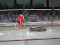 Girl beats Crocodile with Stick in Pattaya,Thailand