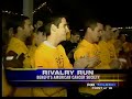 A group of Ohio State University and University of Michigan students are helping to deliver the game ball to Ann Arbor for Saturday's big rivalry. Members of Phi Gamma Delta and Pi Kappa Alpha made a stop in Findlay Friday evening at the Findlay Inn, the halfway point to the Big House and handed off to students from UM. It's called the Rivalry Run, and it raises money to fight cancer. UM students will run the last 90 miles to Michigan Stadium. Proceeds go to the American Cancer Society....