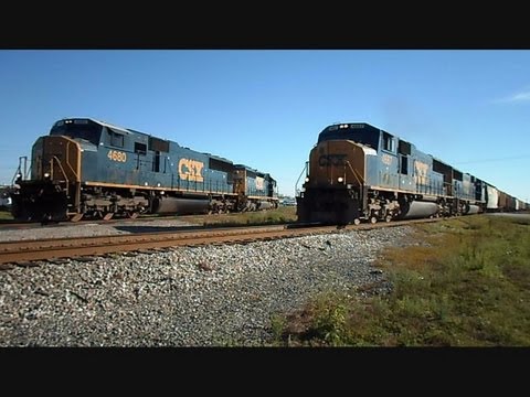 CSX locomotive - This is a video i made of 2 CSX locomotives the must move and clear the tracks for another CSX freight train to go thru the CSX transportation hub in Mulberr...