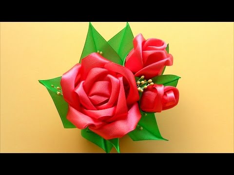 Атласных розы из канзаши лент своими руками Атласных розы из канзаши лент своими руками