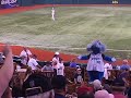 Ray's mascot (Raymond) taunting Red Sox fans