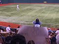 Ray's mascot (Raymond) taunting Red Sox fans