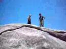Camping 6 - Brian and George climbing on a Big Rock overhang
