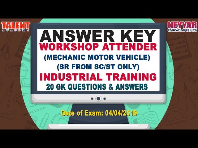 Kerala PSC Today's (04-04-2019) Exam Workshop Attender Industrial Training GK Questions Answer Key