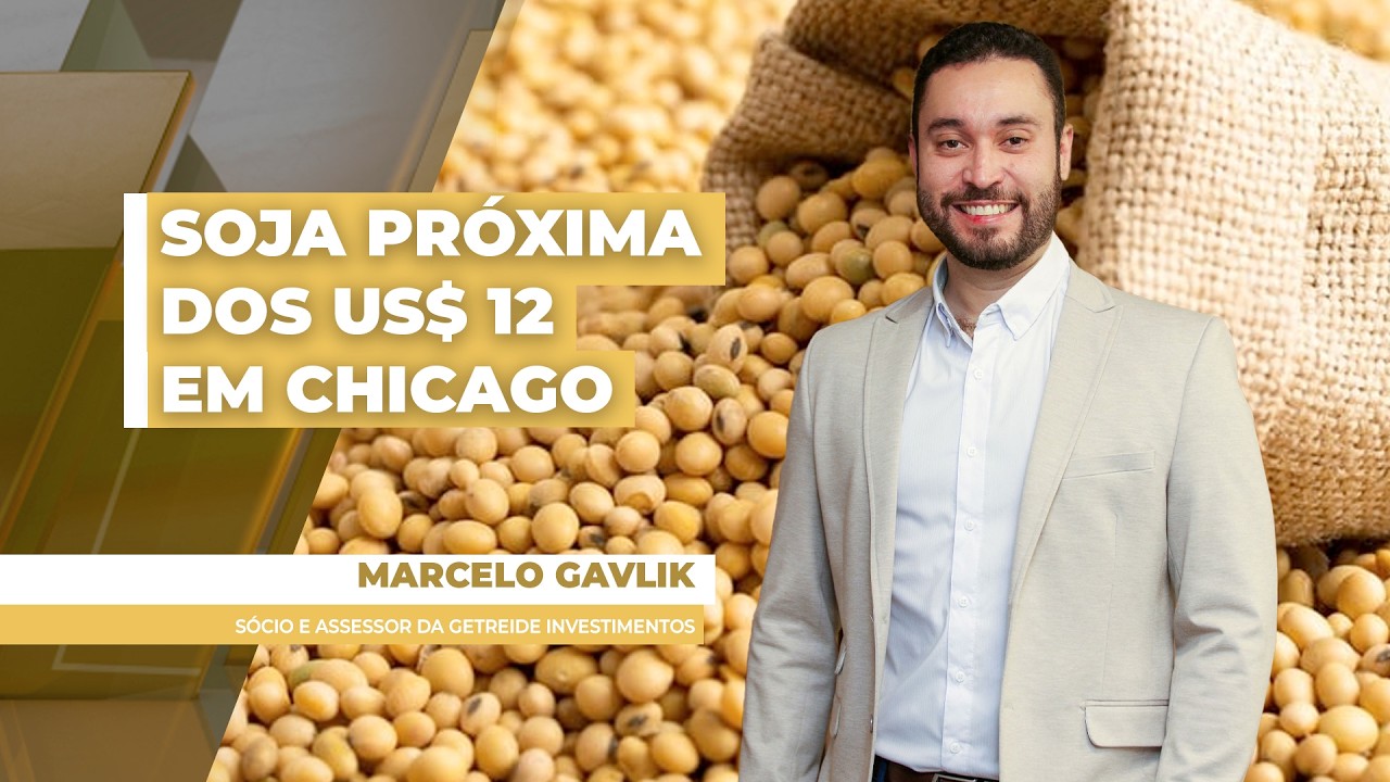 Com quase 3% do óleo, soja se aproxima dos US$ 12 no julho e fecha em alta na Bolsa de Chicago...