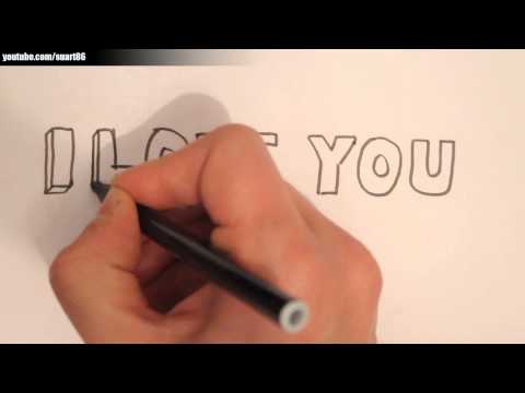 how to draw i love u in 3d
