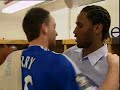 To the delight of his teammates John Terry appears in the dressing room after the Carling Cup final.