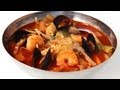 Mixed-up noodles, meat, seafood, and vegetables soup (Jjamppong)