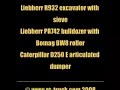 RC model Liebherr excavator loading a CAT dumper