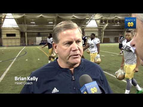 Practice - The Irish hold a quick workout during finals week and we catch up with Coach Kelly after practice.