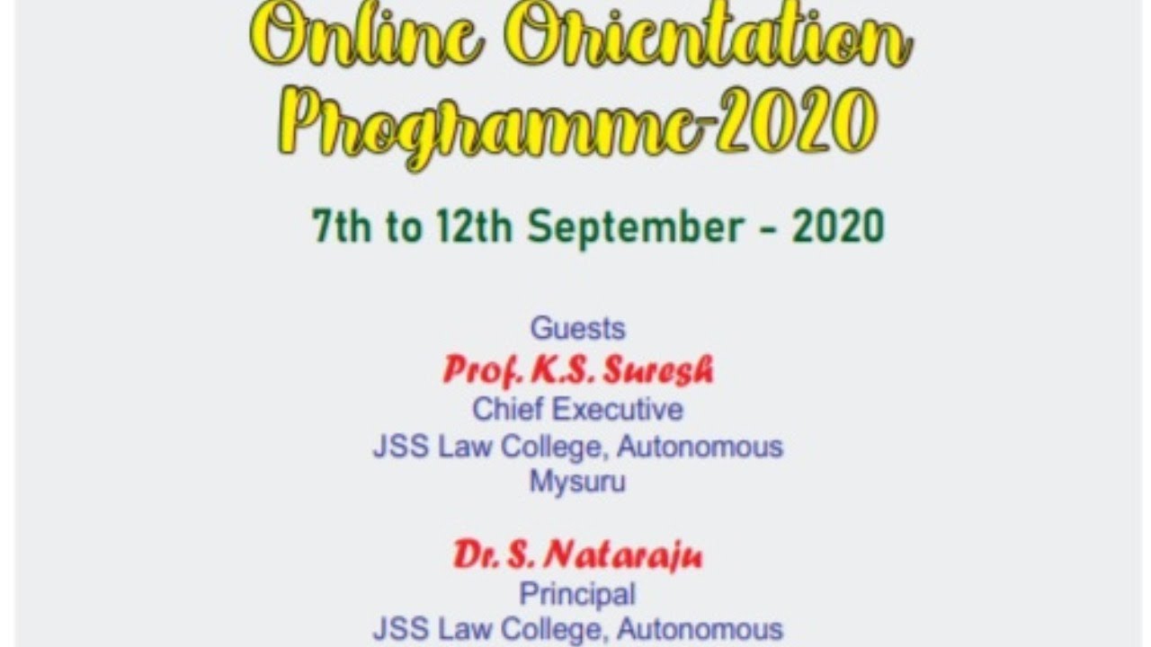 JSSLC Orientation Programme 2020