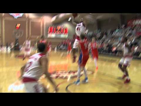 College Basketball Player Dunks Over Dude Then Rides His Shoulders