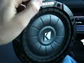 This is running off the 200watt RMS sub out on my infinity kappa five amp. I have the gain set about 1/2way and the volume halfway up on the head unit. I will be switching it over to a 75watt RMS rear speaker channel on the amp so I can also have my 12