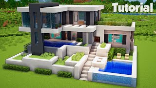 Minecraft: How to Build a Large Modern House Tutorial (Easy)