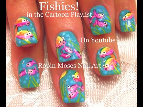 Neon Fish Nail Art! FISHIES !!!!