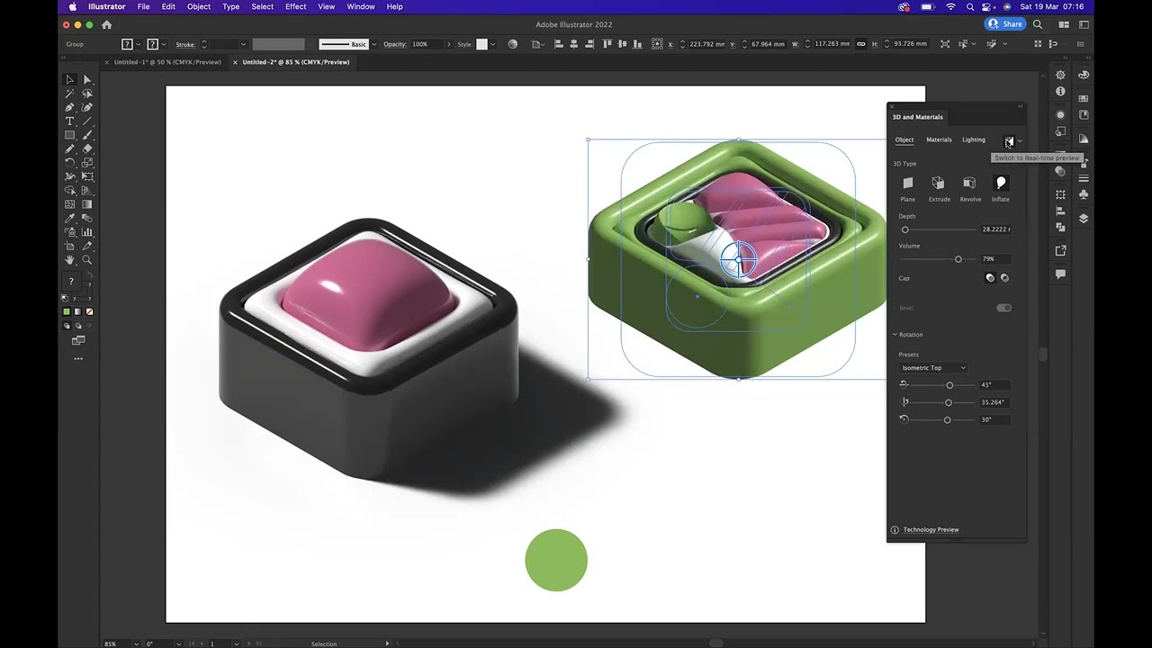 3D tool 3D Sushi - Adobe Illustrator
