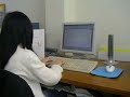A girl is typing.