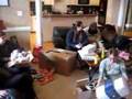 Family opening Christmas presents