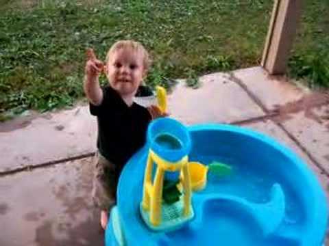Seamus playing with water table 1